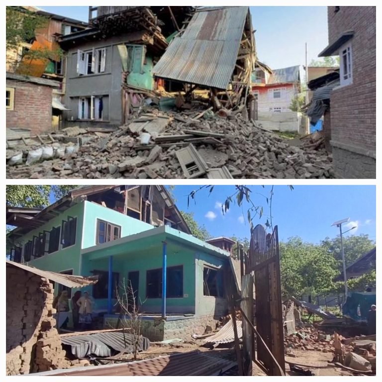 هندي رسنۍ:کشمير کې د دوو شکمنو کسانو کورونه د چاودېدونکو موادو په وسیله ویجاړ شول