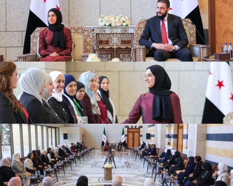 احمد الشرع او میرمن یې؛د سوریې میرمنو له استازو سره د دوی په سیاسي رول او حکومت کې د ونډې په څرنګوالي خبرې کړي